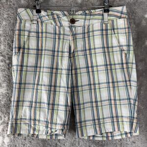 Paradise Shores Size 12 Flat Front Plaid Shorts Colorful Button Zip Casual